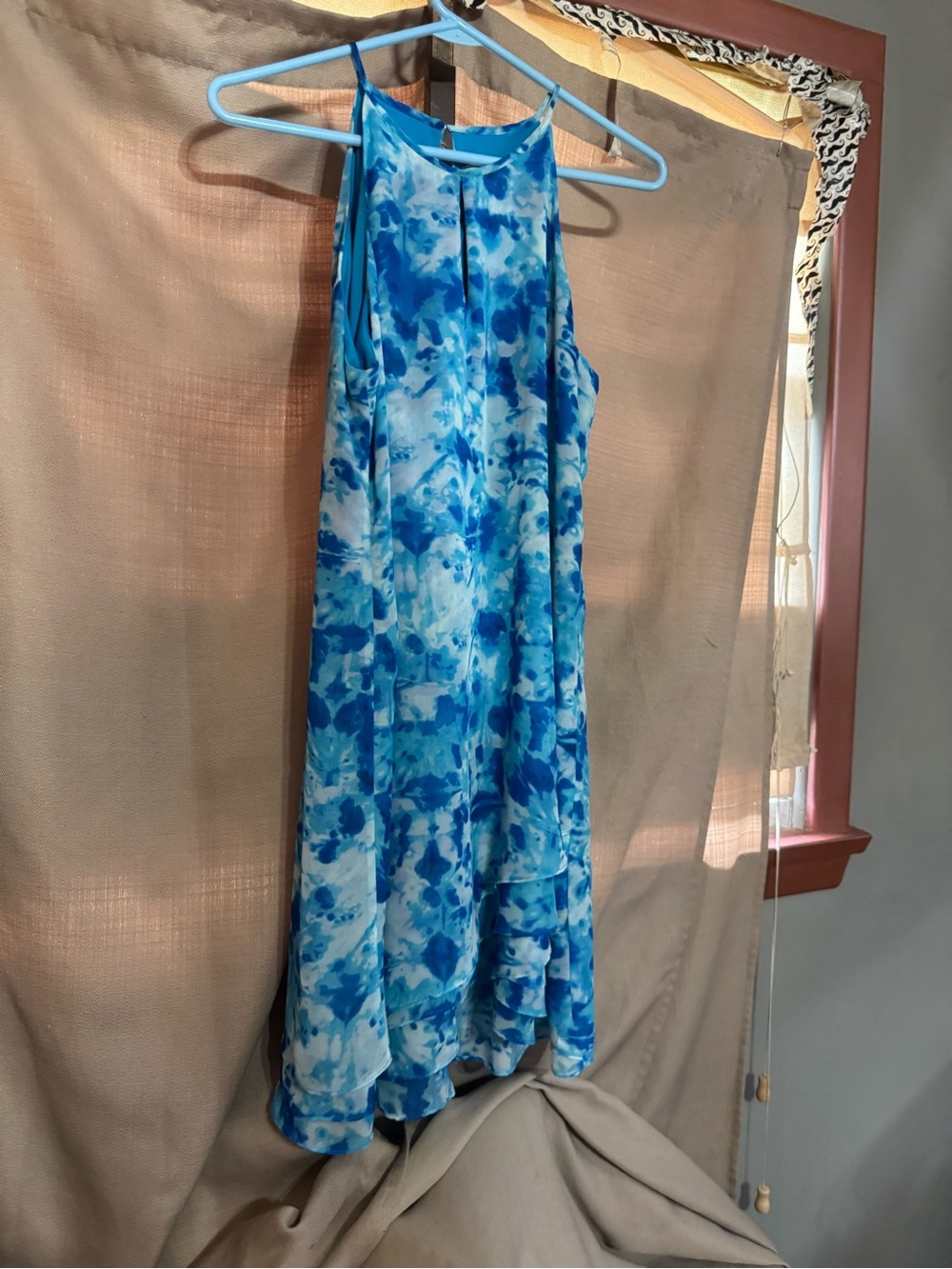 Calvin Klein Blue Watercolor Halter Sundress